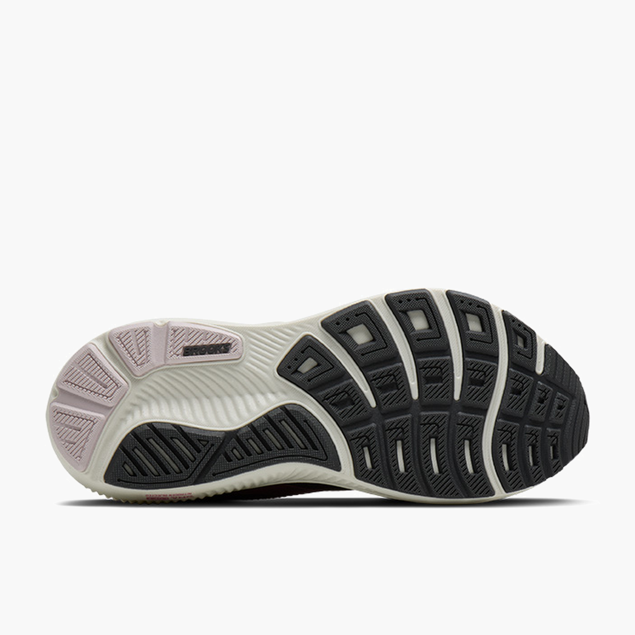 Sole angle shot of Women's Ghost 17 in Poppy Seed / Pink / Bluewash