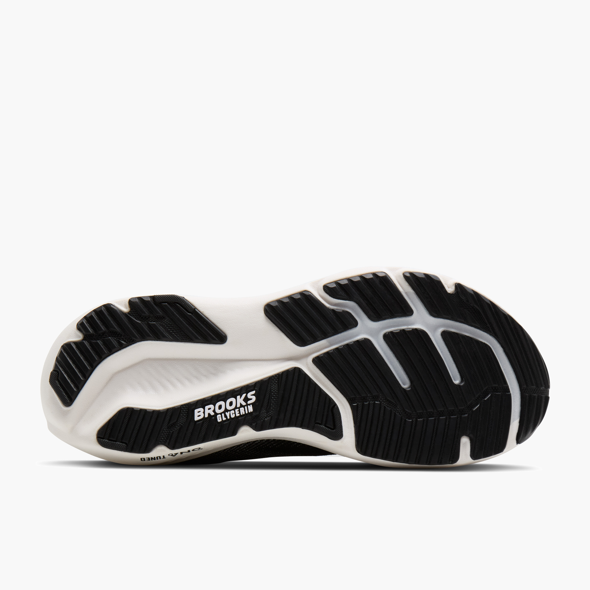 Sole angle shot of Women's Glycerin 23 in Black / Grey / White