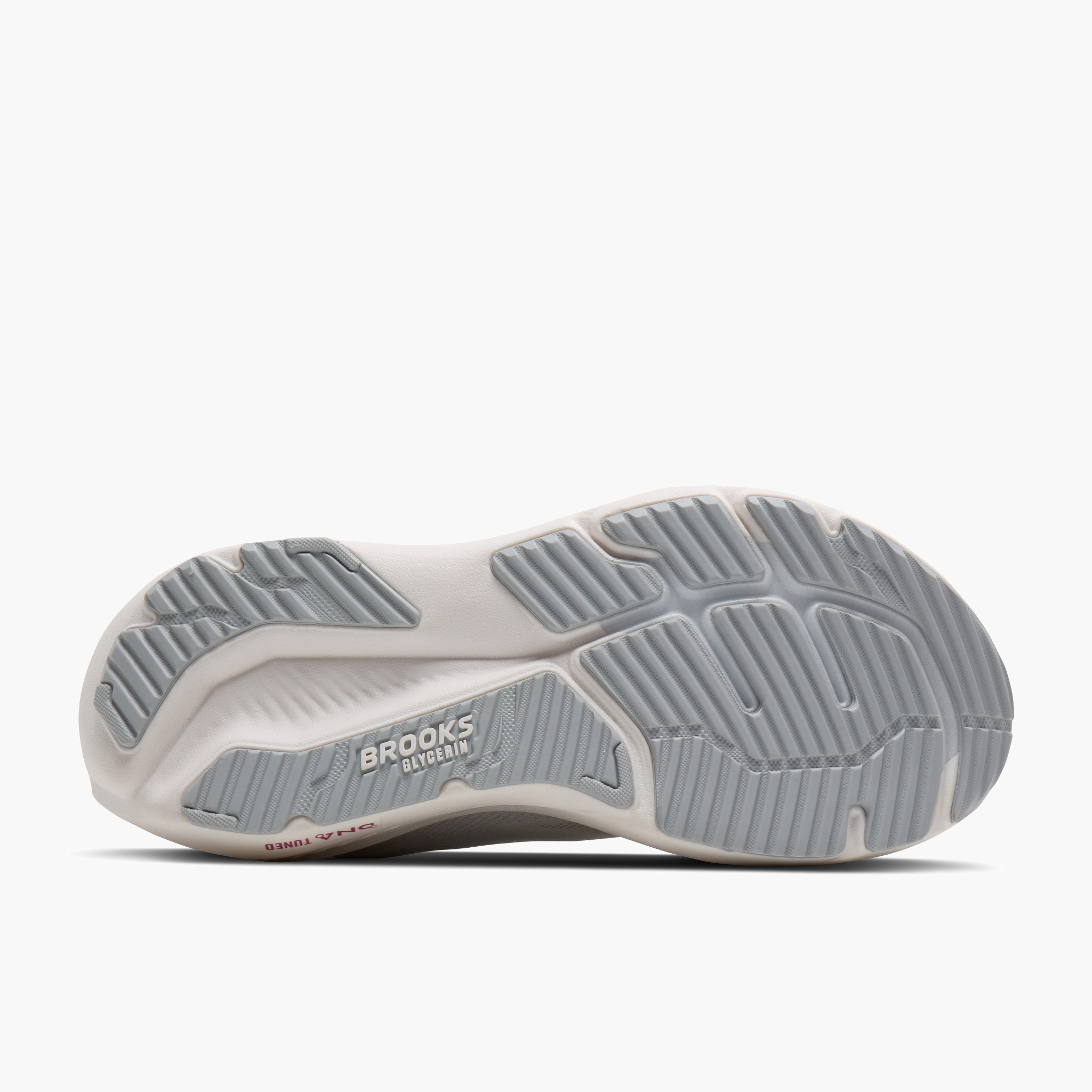 Sole angle shot of Women's Glycerin 23 in White / Harbor Mist / Metallic