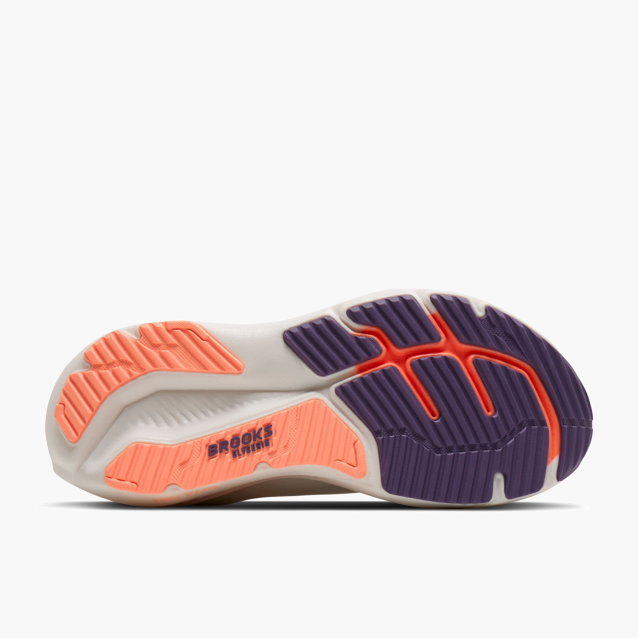 Sole angle shot of Women's Glycerin 23 in White / Mulled Grape / Clear