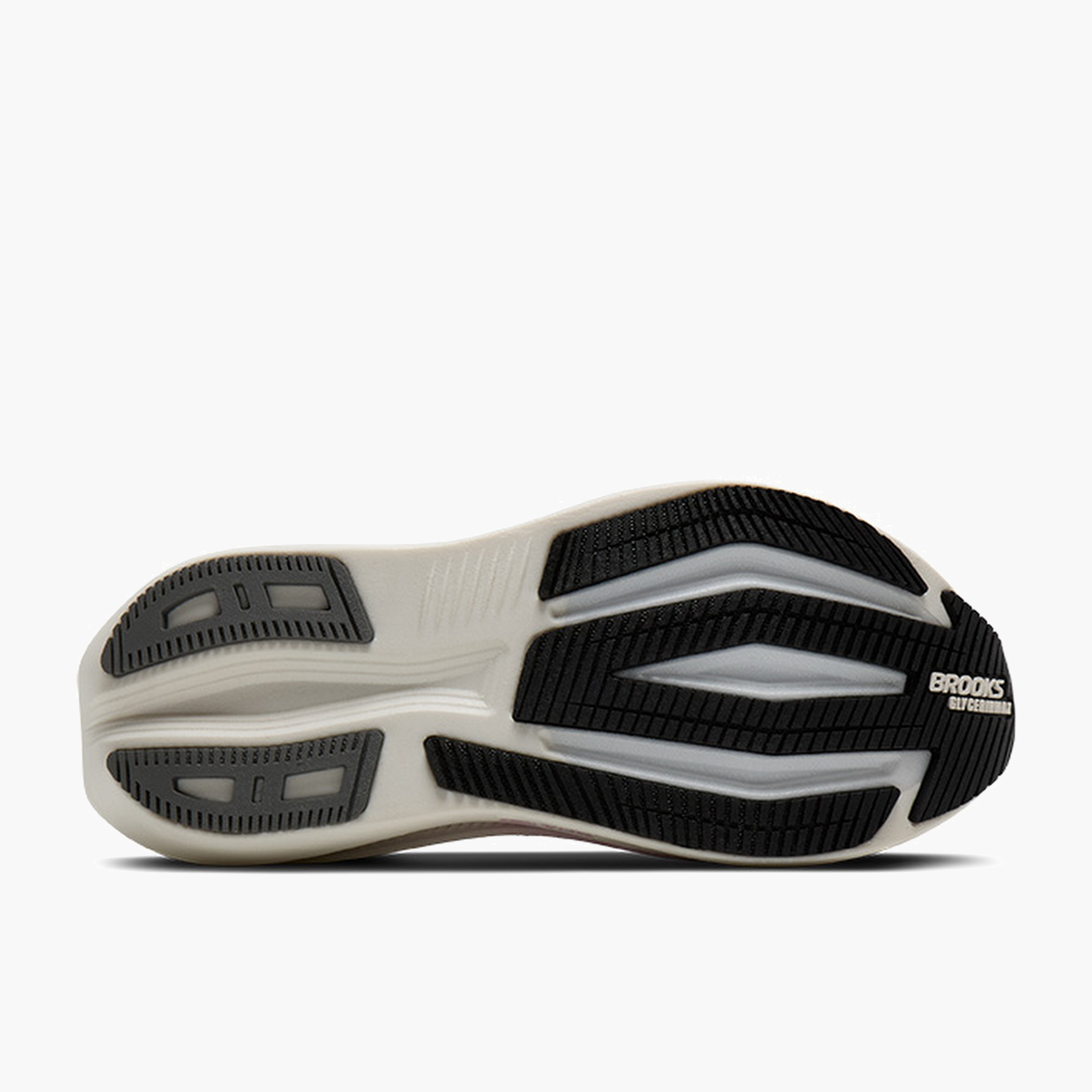 Sole angle shot of Women's Glycerin Max 2 in Grey / Coconut / Metallic