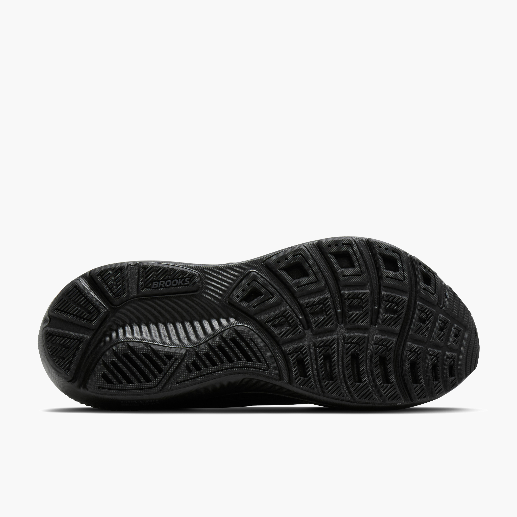 Sole angle shot of Women's Ghost 18 in Black / Black / Ebony