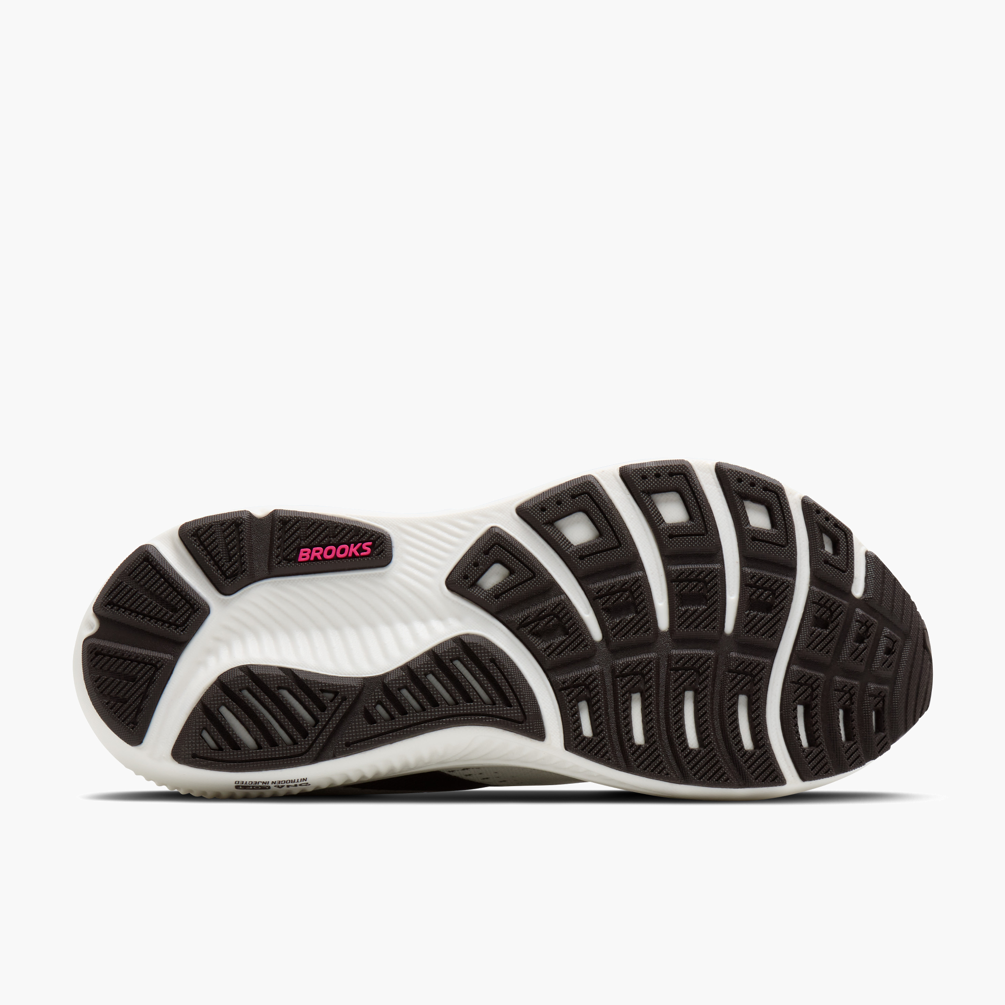 Sole angle shot of Women's Ghost 18 in Coconut / Coffee / Fuchsia