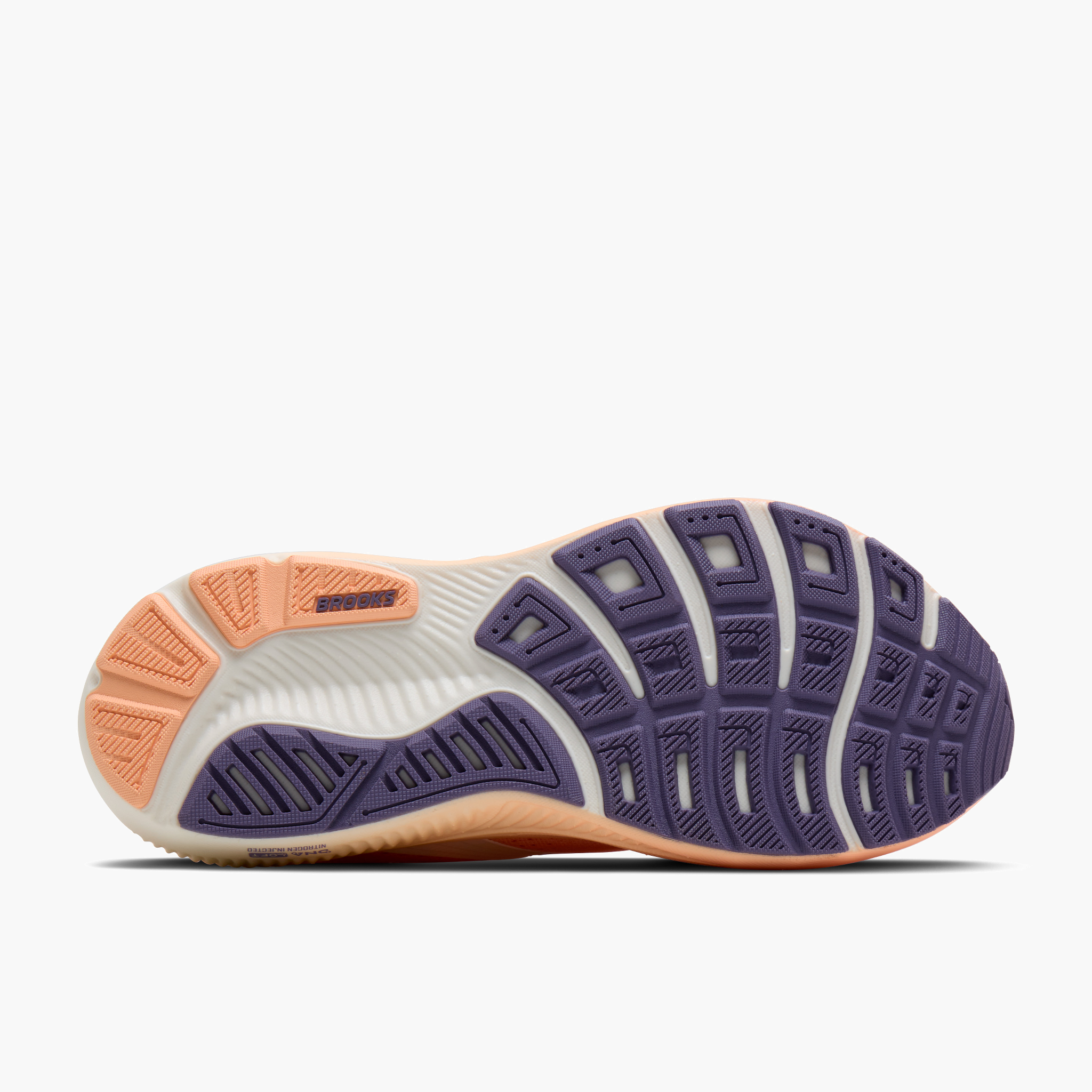 Sole angle shot of Women's Ghost 18 in Peach / Grape / Coconut
