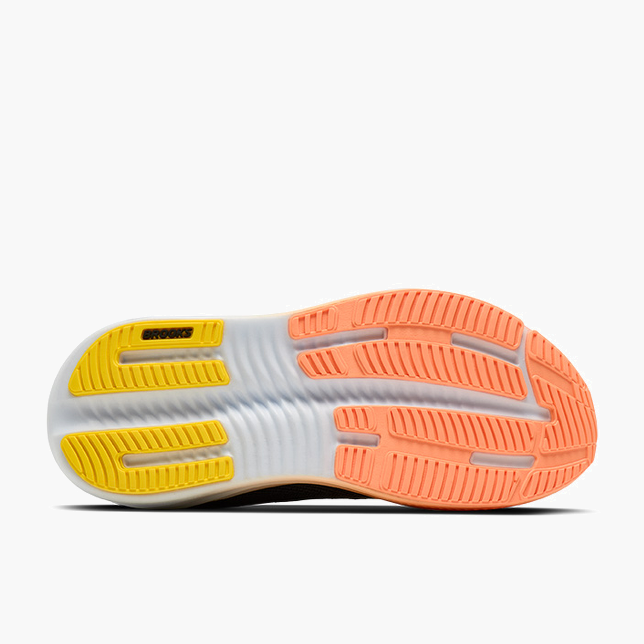 Sole angle shot of Women's Ghost Max 4 in Black / Folkstone / Cyber Peach