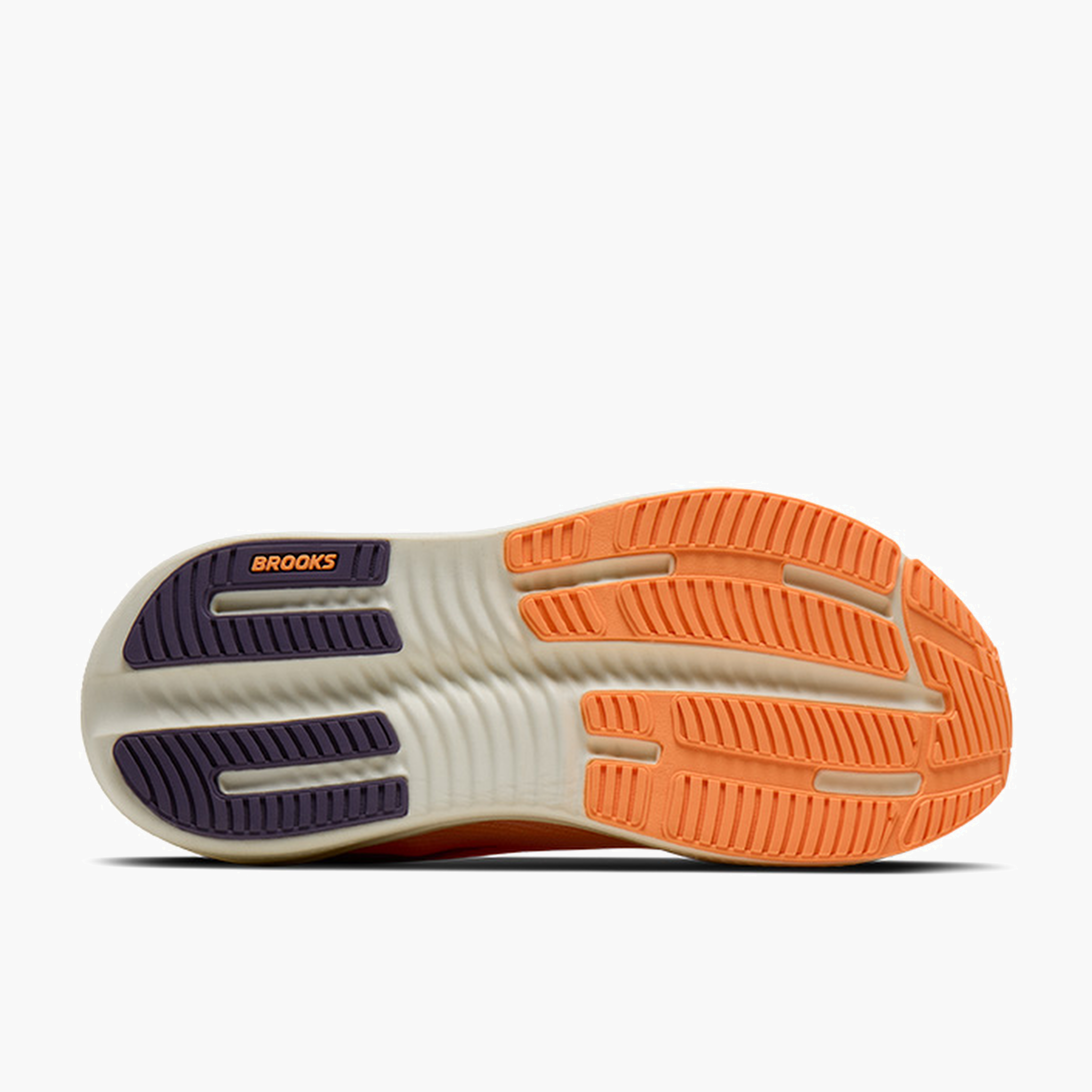 Sole angle shot of Women's Ghost Max 4 in Cyber Peach / Grape / Bluewash