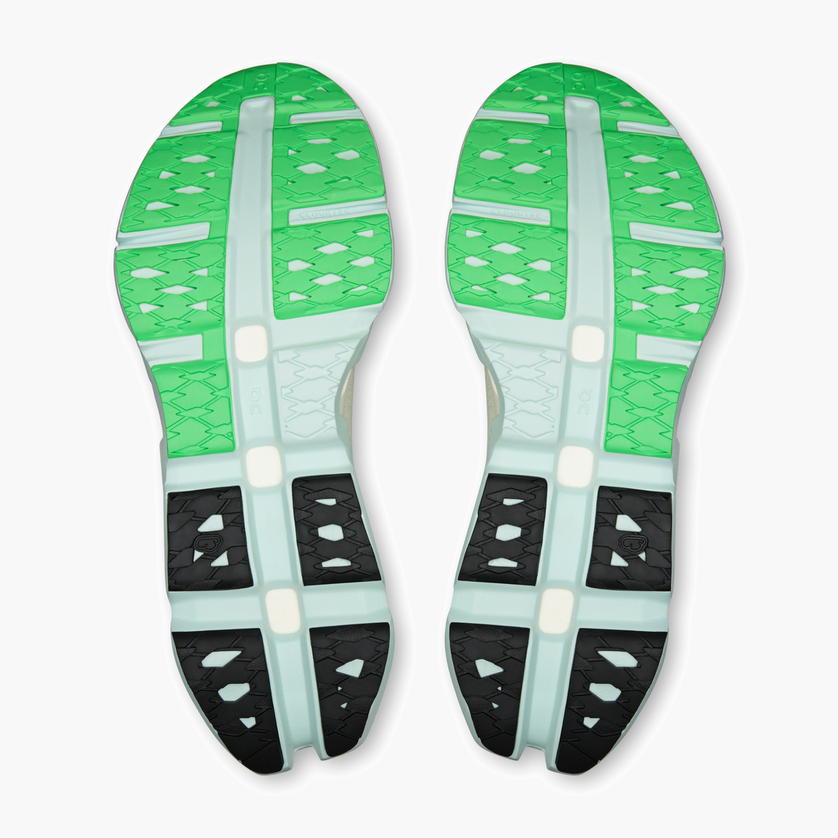 Sole angle shot of All Gender Cloudmonster 3 Hyper in Flurry | Verdite