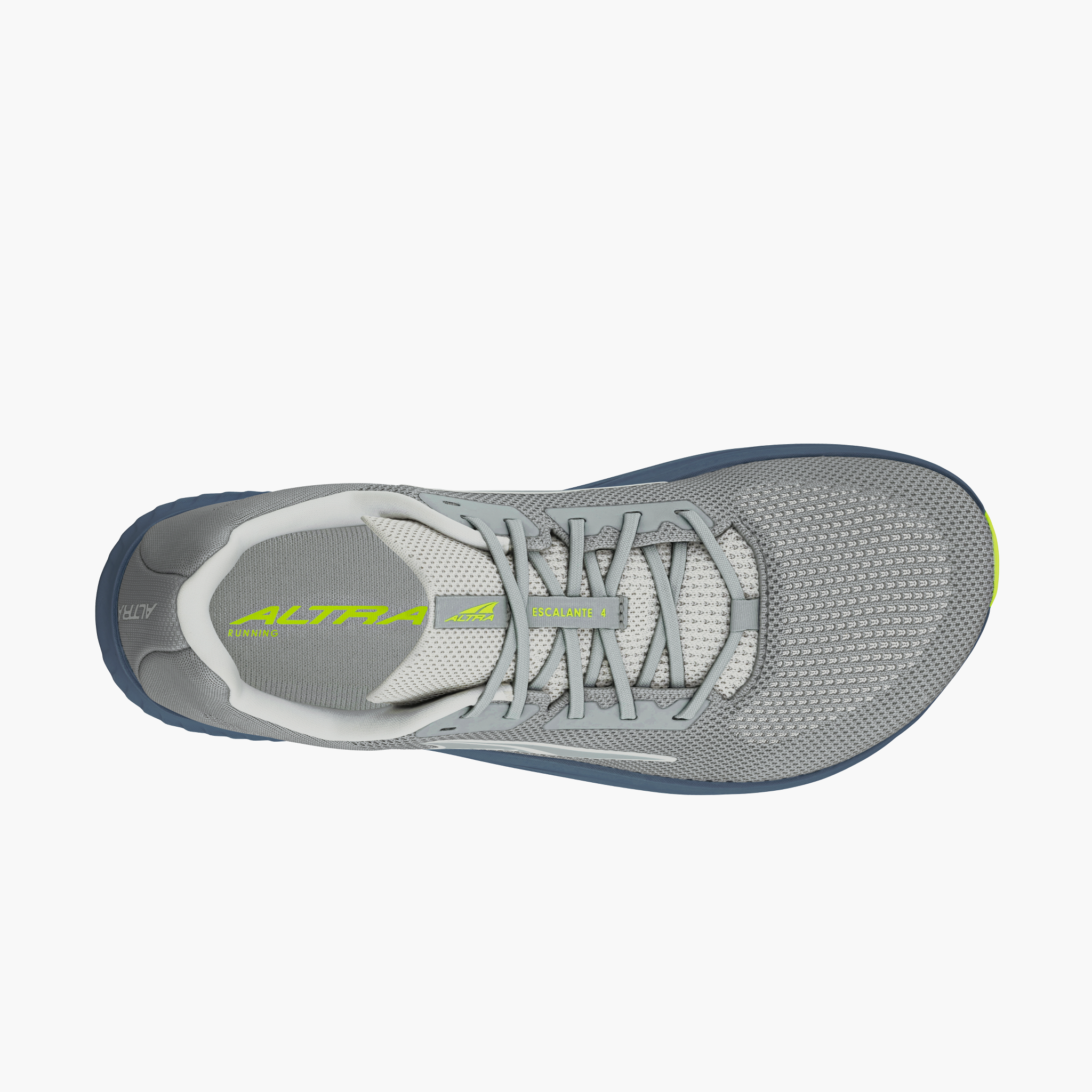 Sole angle shot of Men's Escalante 4 in Gray / Lime