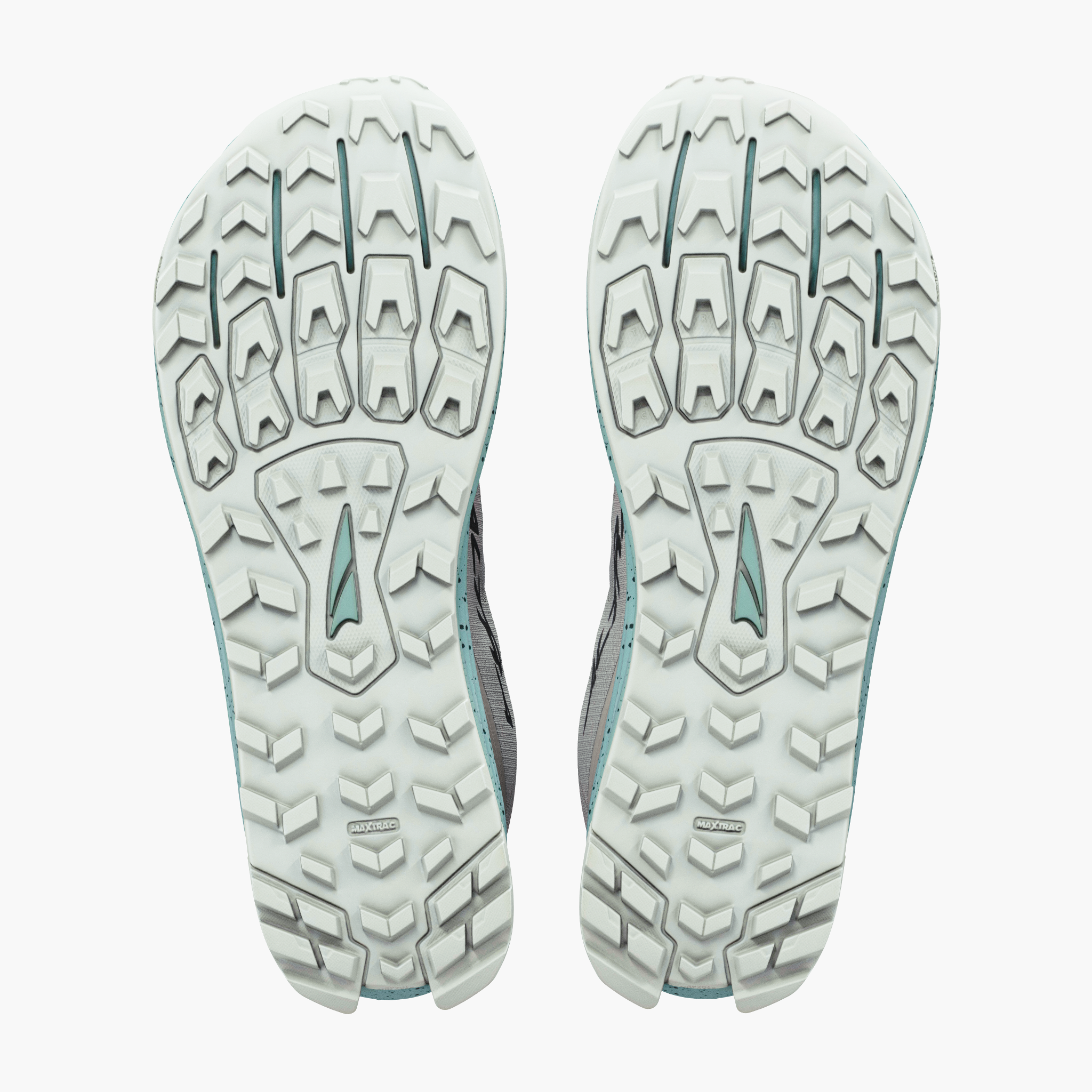 Sole angle shot of Men's Lone Peak 9 in Flint Grey / Dawn Blue / Gn