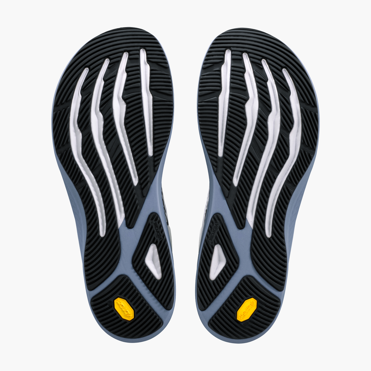 Sole angle shot of Men's Torin 9 in White / Black / Flint Stone
