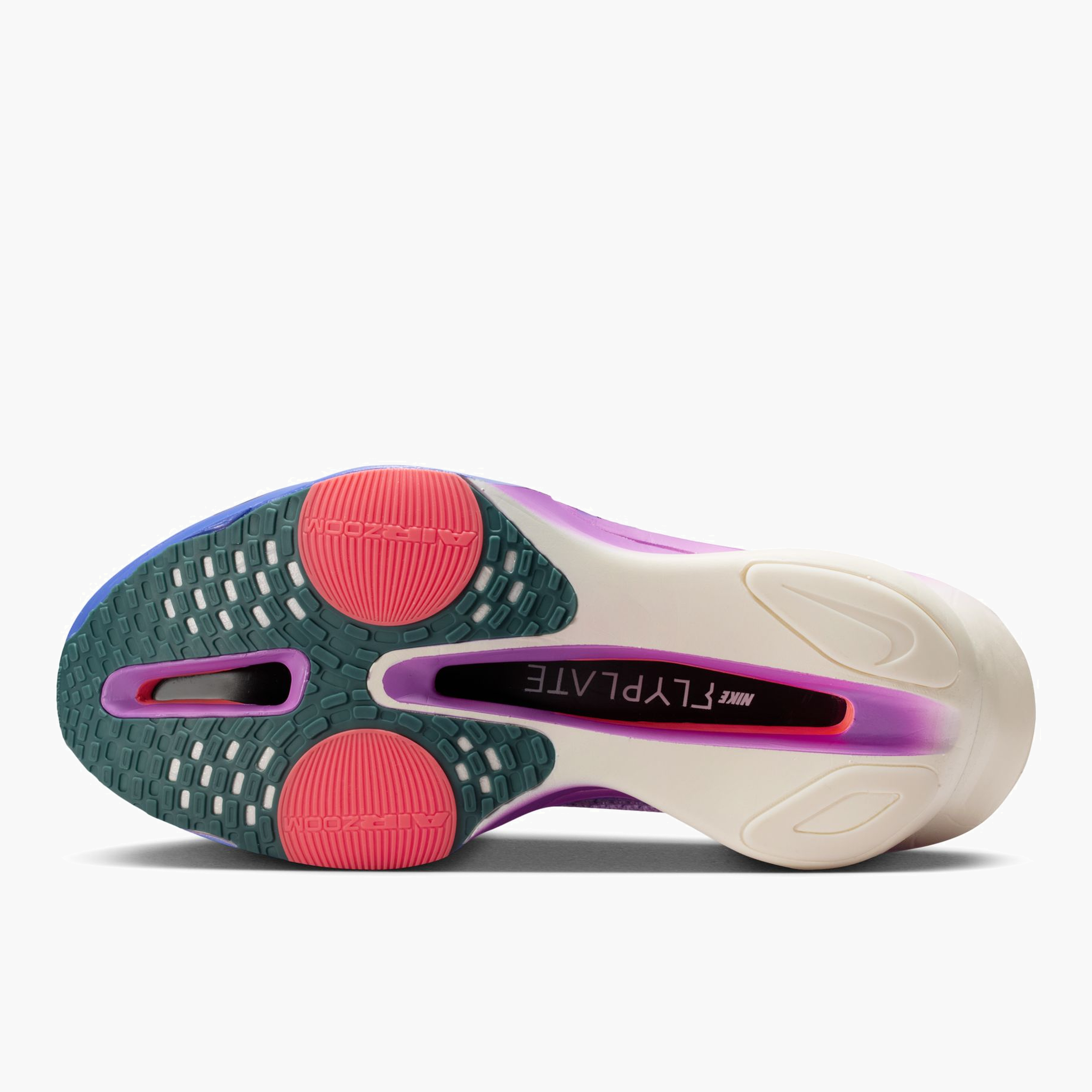 Sole angle shot of Women's Alphafly 3 in Fuchsia Glow / Purple Dynasty