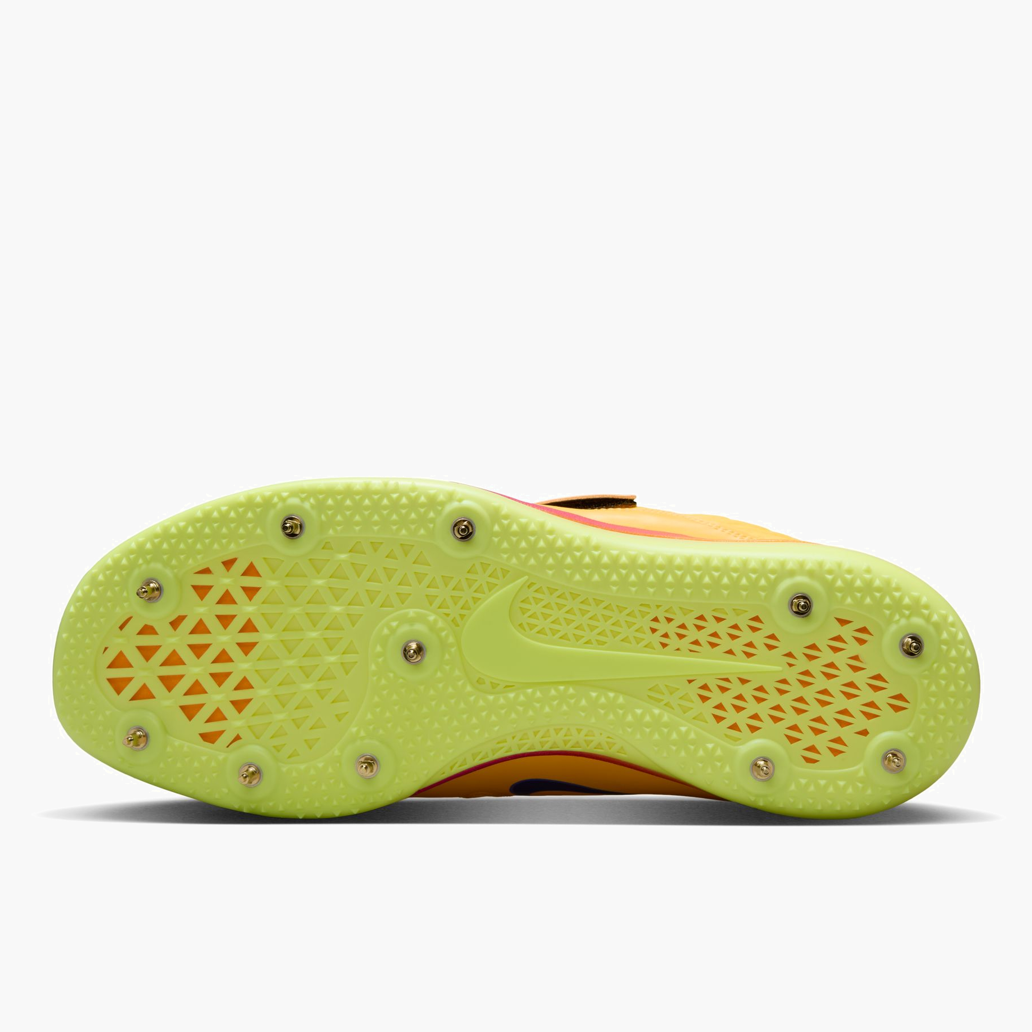 Sole angle shot of All Gender High Jump Elite in Citron Pulse / Indigo Burst-mega Blue