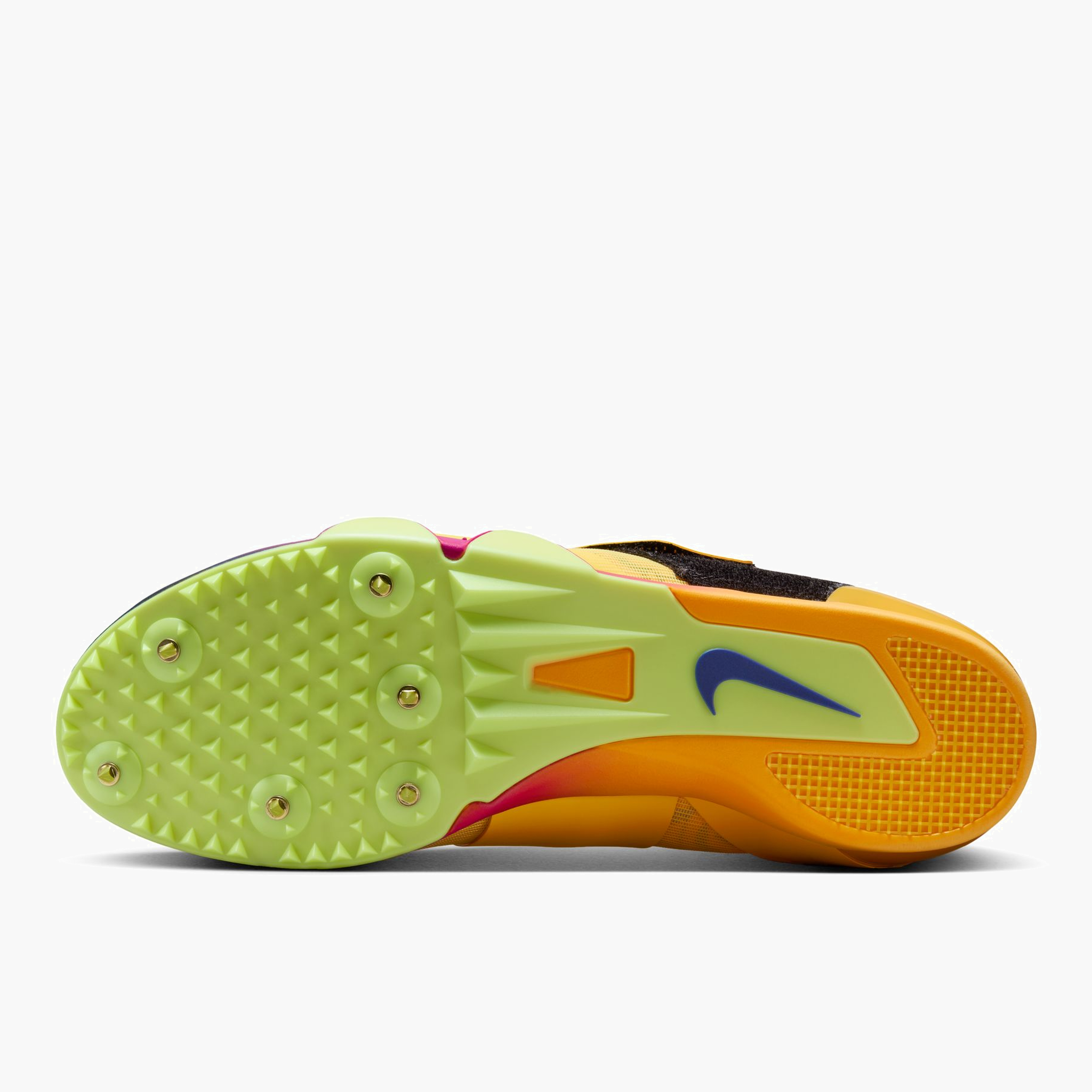 Sole angle shot of All Gender Pole Vault Elite in Citron Pulse / Indigo Burst-volt Ice