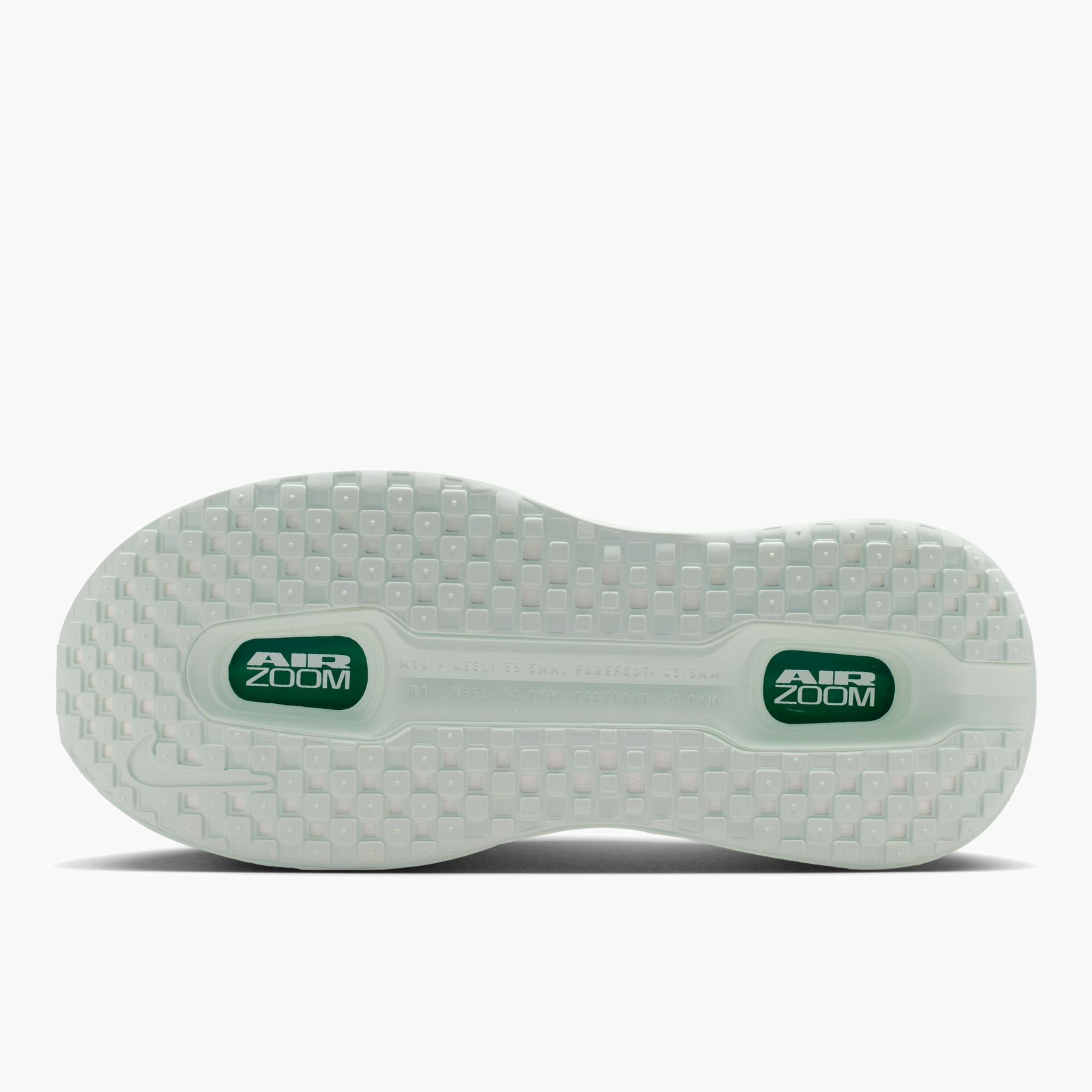 Sole angle shot of Women's Vomero Premium in Barely Green / Metallic Silver