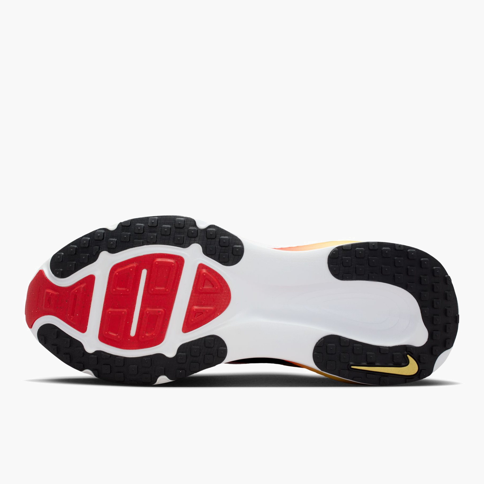 Sole angle shot of Men's Vomero 18 in Black / Bright Crimson-Lt Crimson