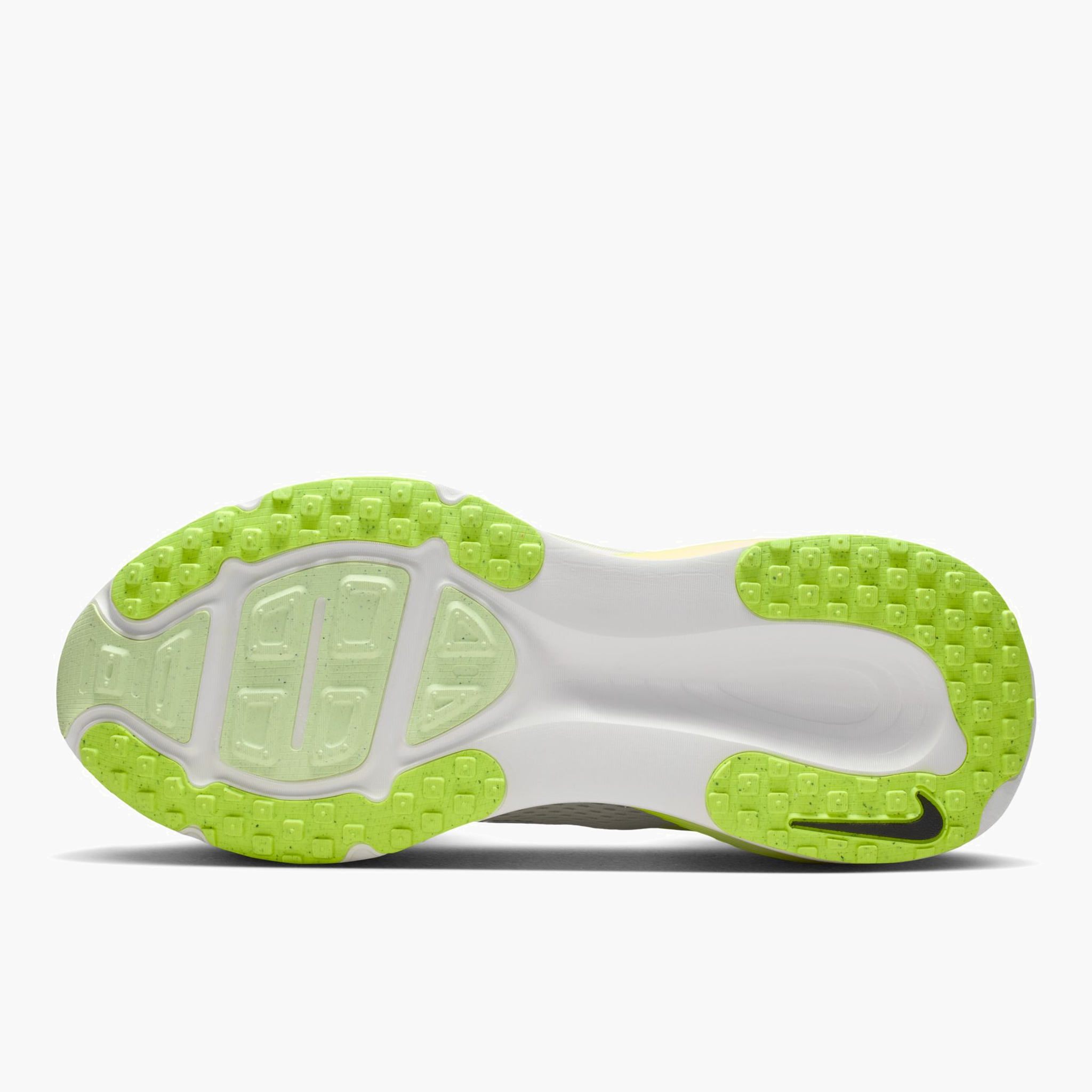 Sole angle shot of Men's Vomero 18 in White / Black-Volt-Barely Volt