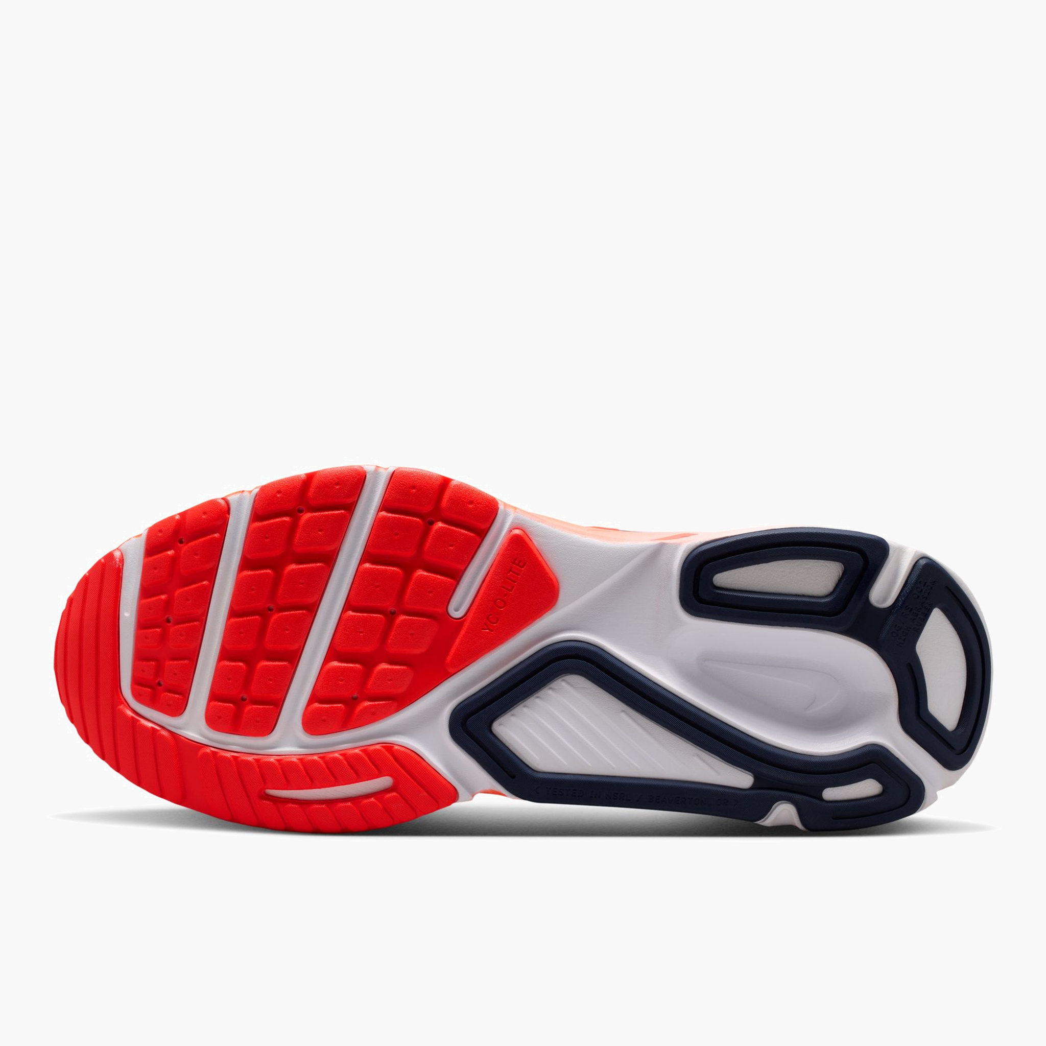 Sole angle shot of Men's Structure Plus in White / Midnight Navy-Bright Crimson