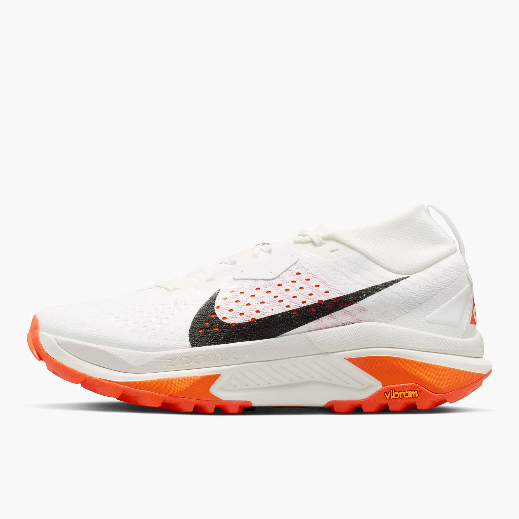 Sole angle shot of Men's ACG Zegama in Summit White / Black-Phantom-Safety Orange