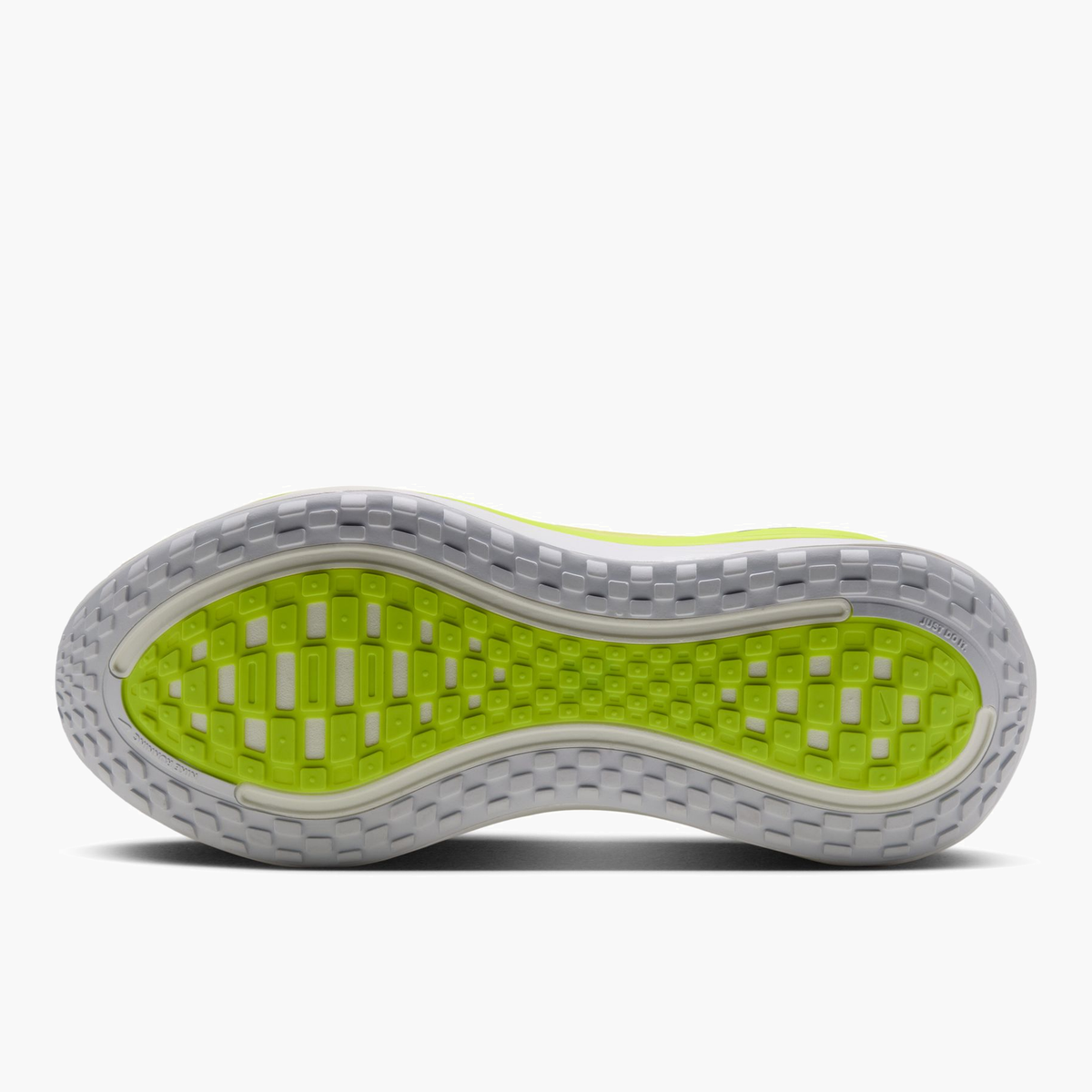 Sole angle shot of Men's Vomero Plus in White / Black-Lemon Venom-Electric Yellow