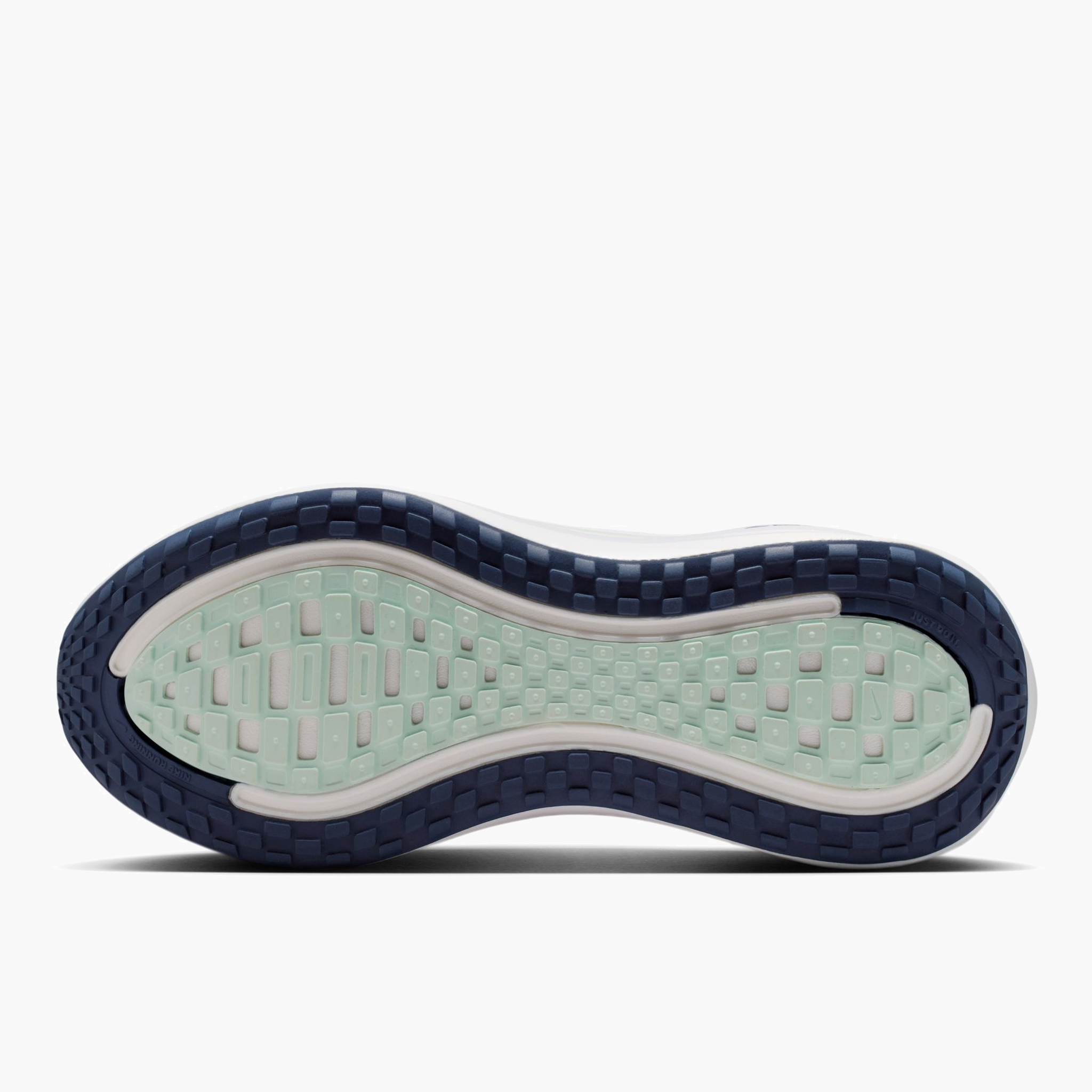 Sole angle shot of Women's Vomero Plus in Pearl Pink / Midnight Navy-White