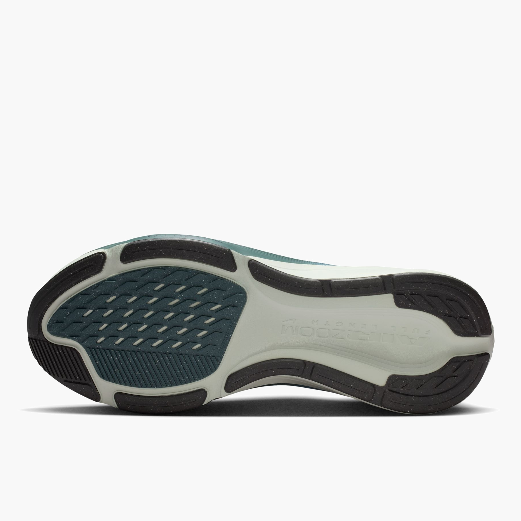 Sole angle shot of Men's Pegasus 42 in Pure Platinum / Dark Obsidian-Work Blue