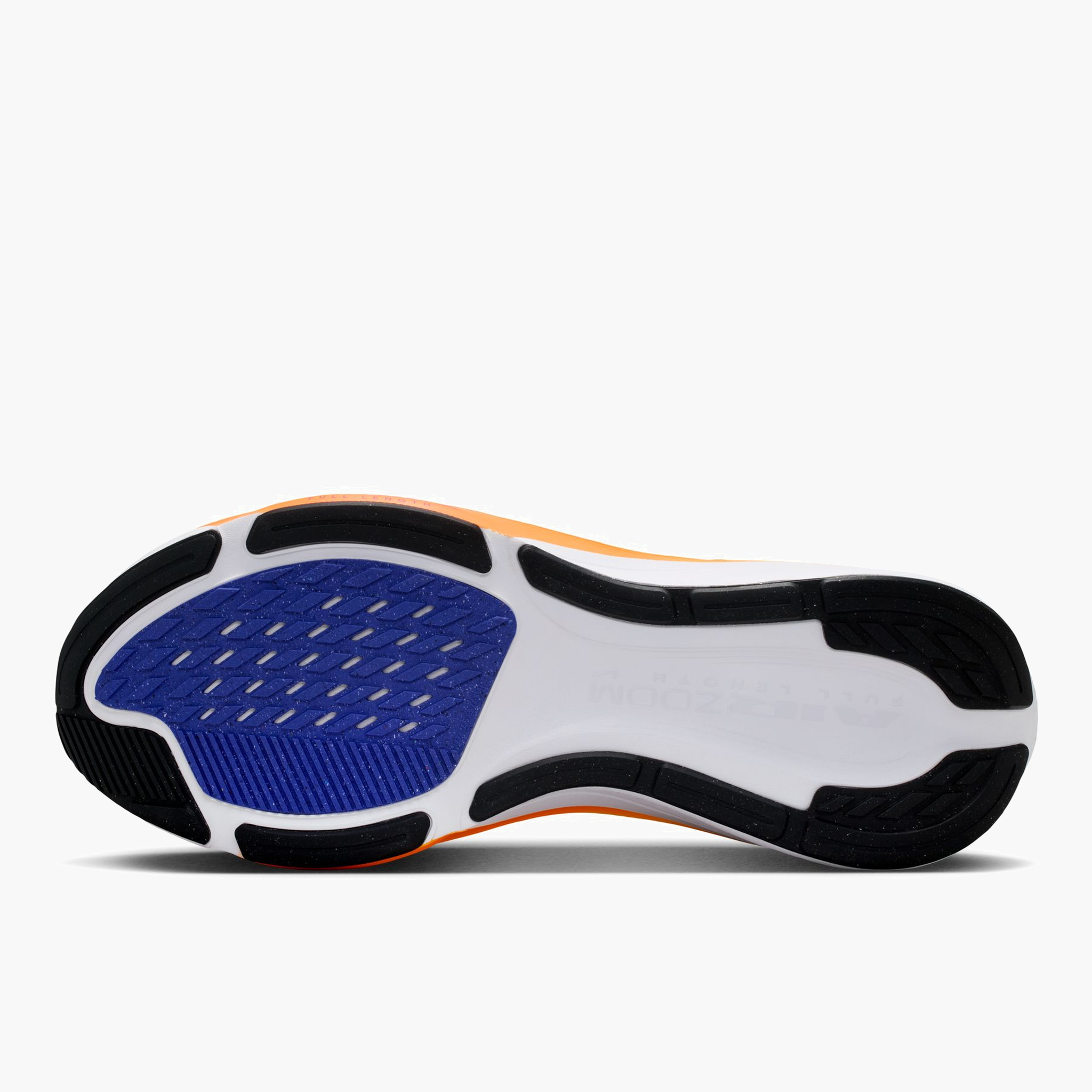 Sole angle shot of Men's Pegasus 42 in White / Metallic Silver-Lapis-Total Orange