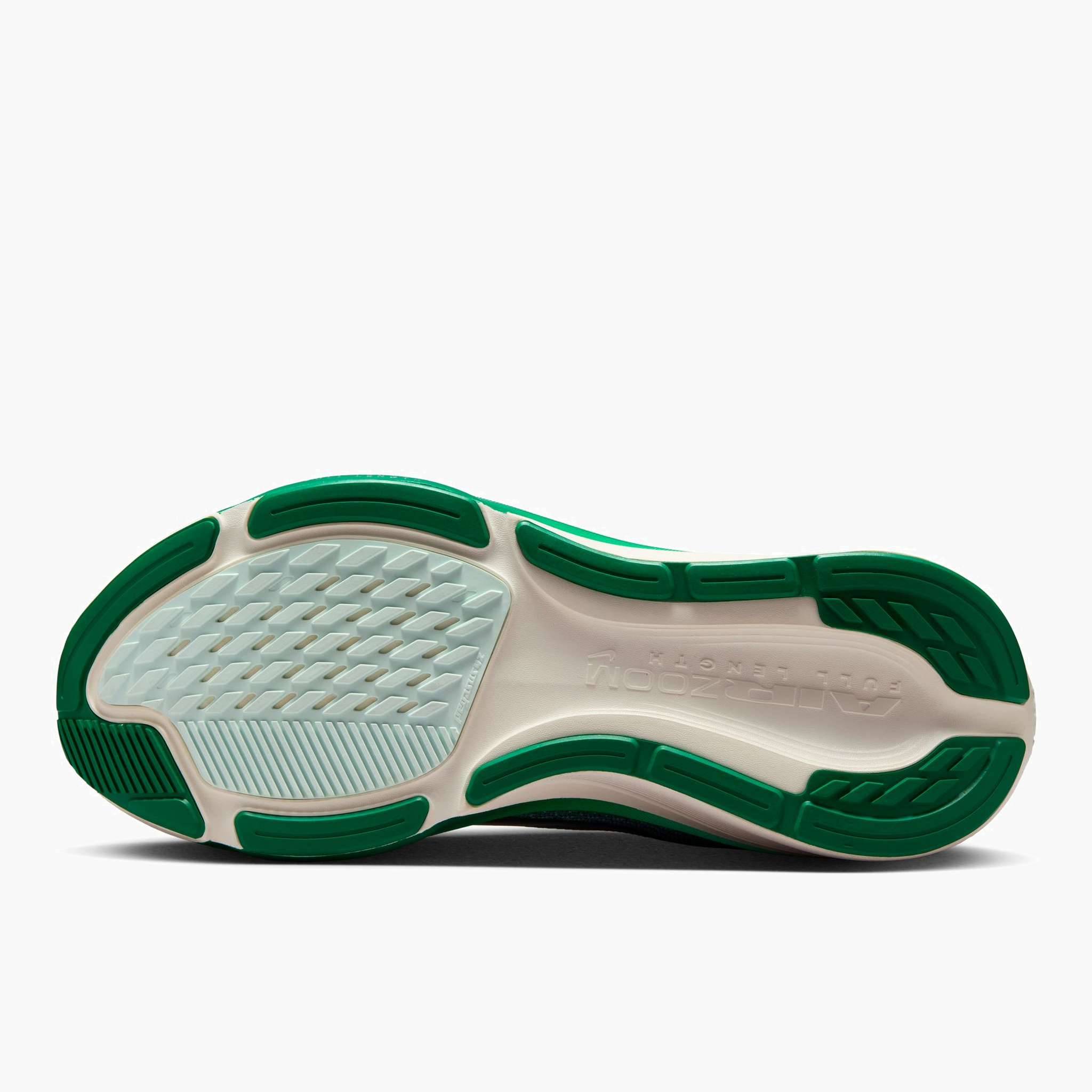 Sole angle shot of Women's Pegasus 42 in White / Metallic Silver-Malachite