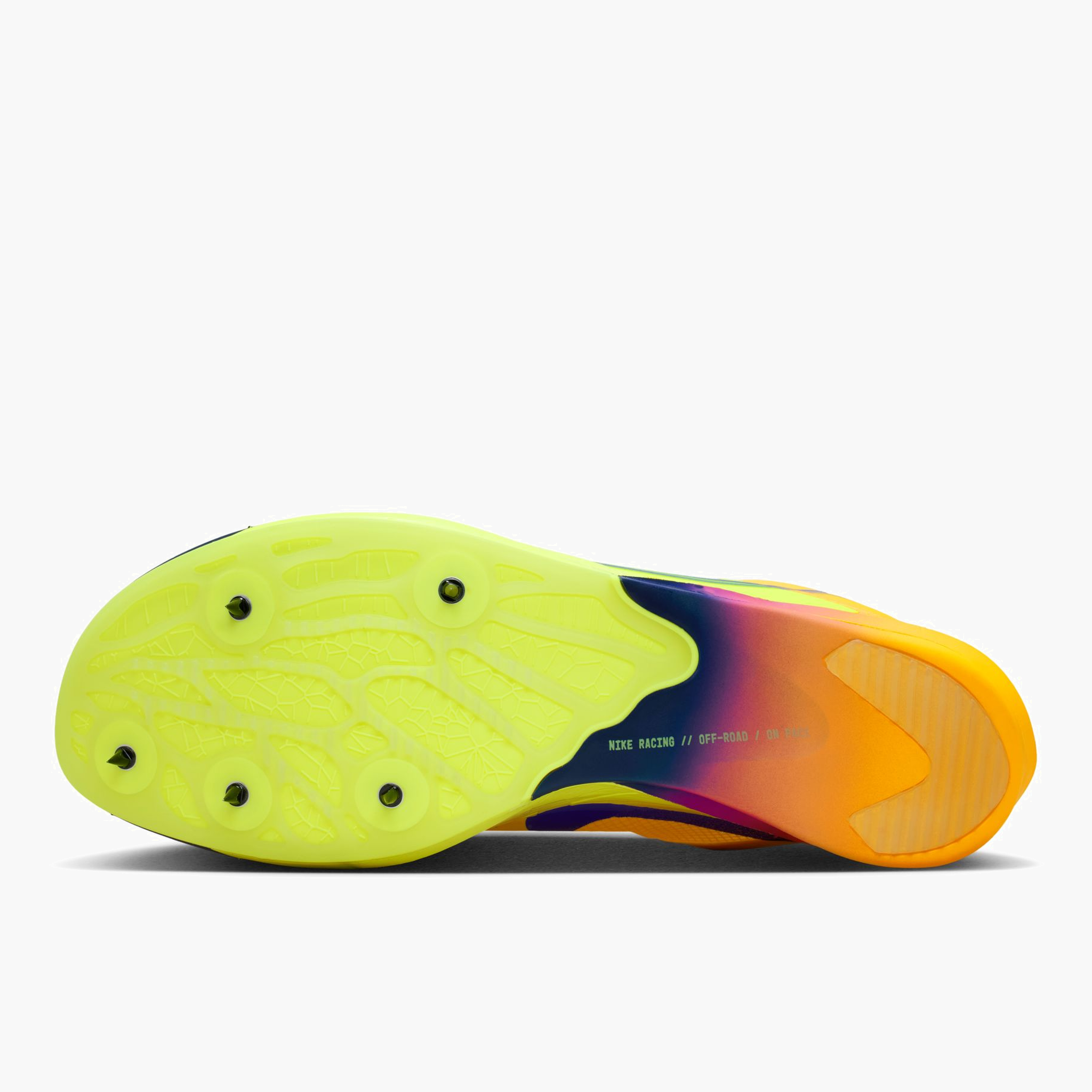Sole angle shot of All Gender Dragonfly XC 2 in Citron Pulse / Indigo Burst-blue Void