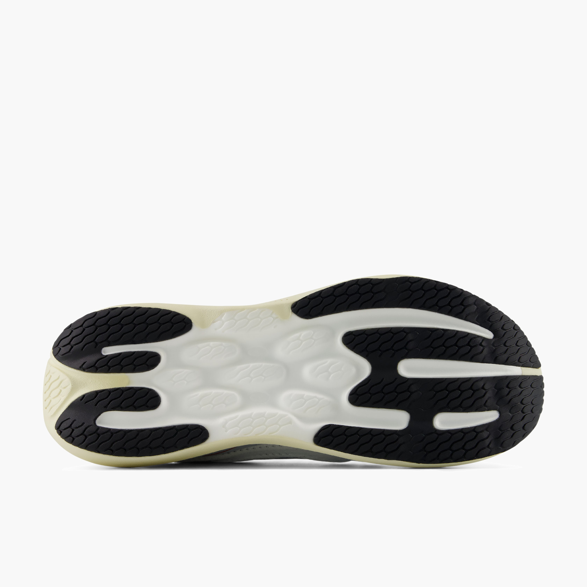 Sole angle shot of Men's 1080 v15 in White / Neoflame