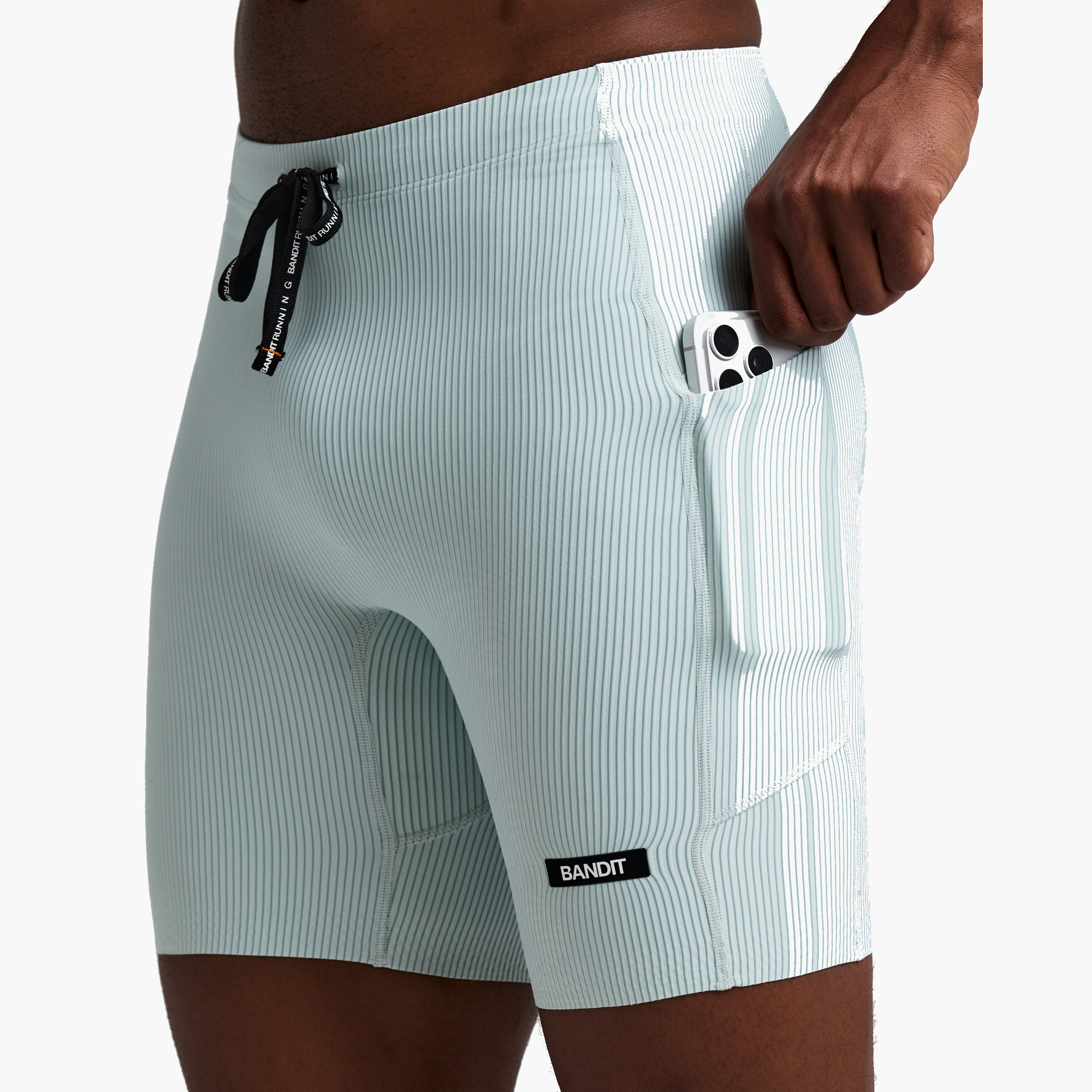 Men's Striped Cadence Quarter Tights — Mist / Lagoon — image 3
