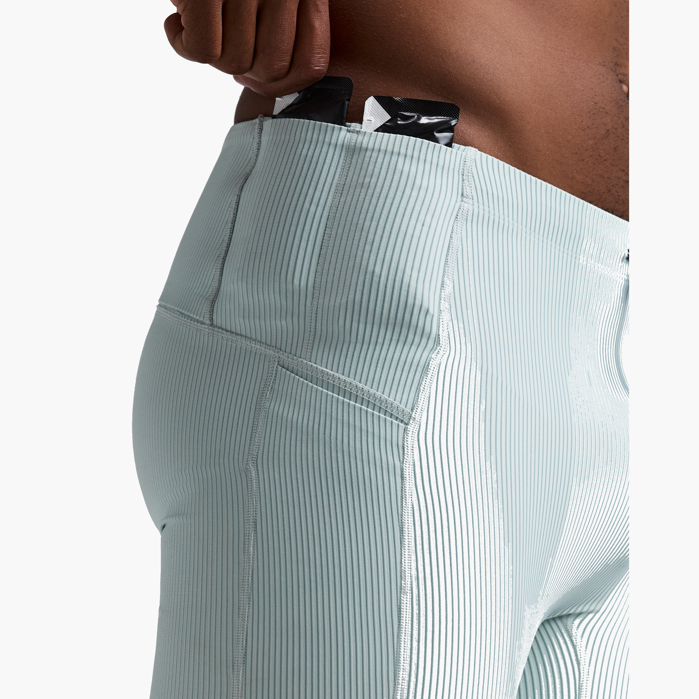 Men's Striped Cadence Quarter Tights — Mist / Lagoon — image 4