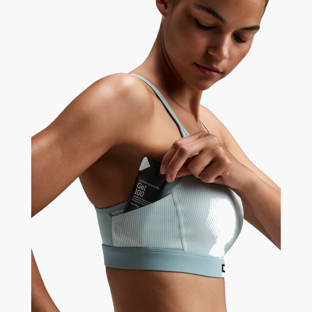 Women's Striped Cadence Strappy Run Bra — Mist / Lagoon — image 6