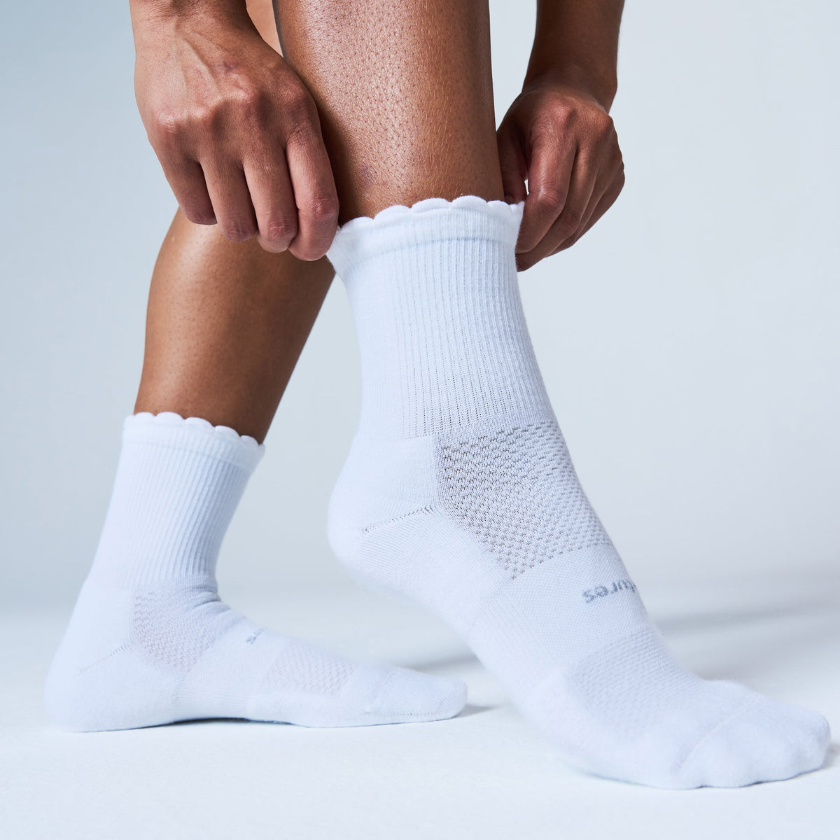 High Performance Max Cushion Quarter Tall Scallop Sock — on-body source 3 [FA40552070]