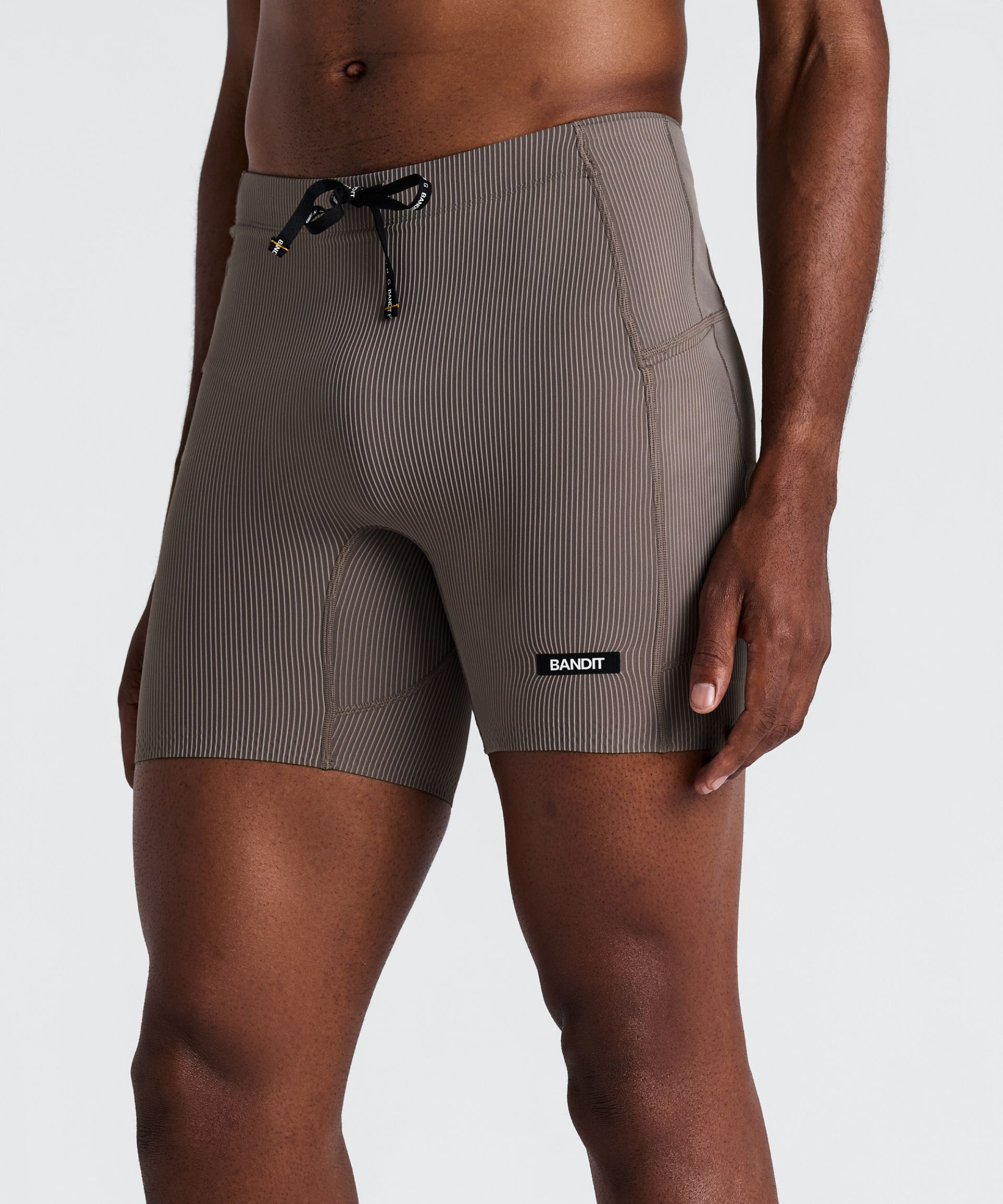 Men's Striped Cadence Quarter Tights — Sweat-Wicking
