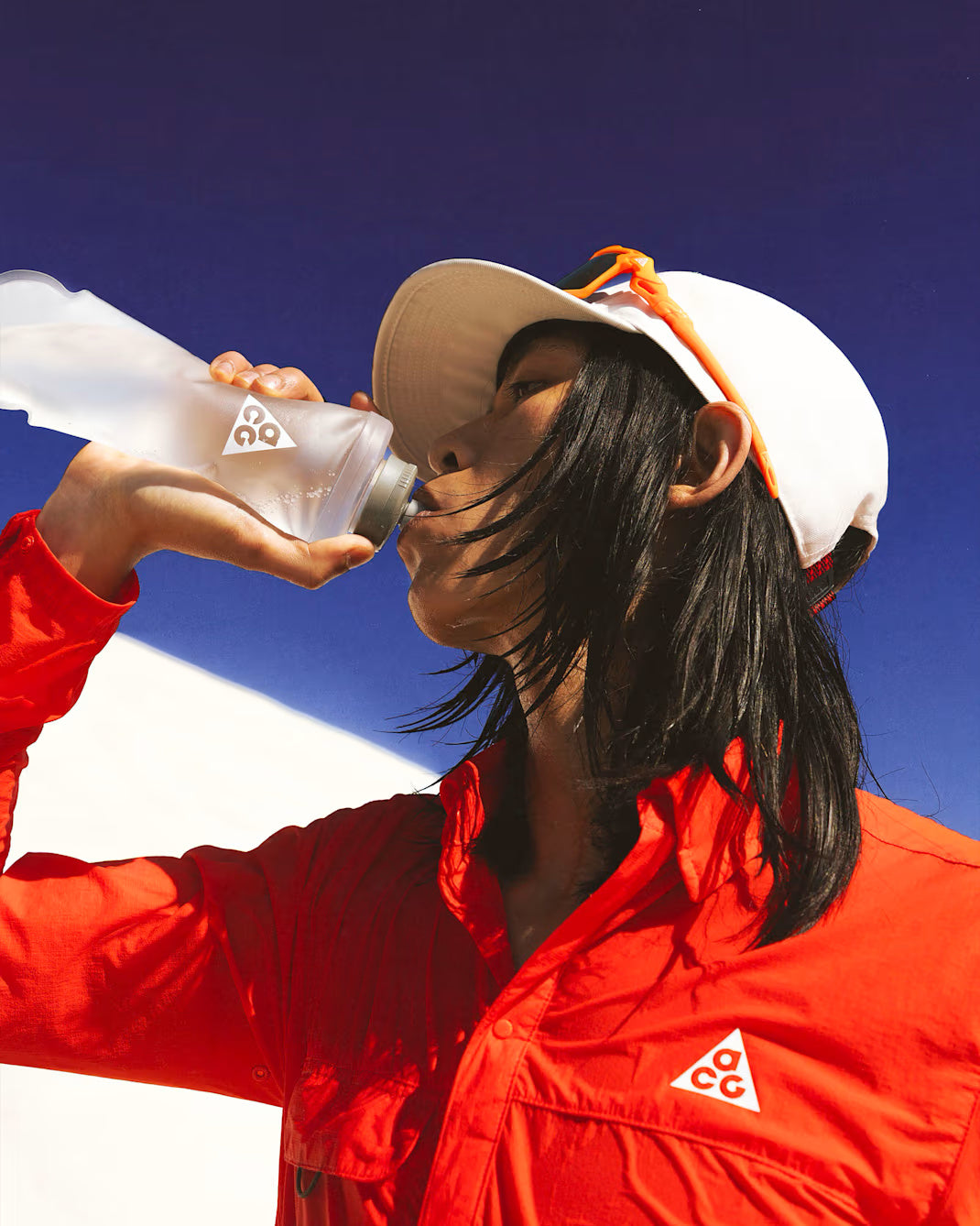 Runner wearing the breathable Nike ACG Aireez Button Up Light