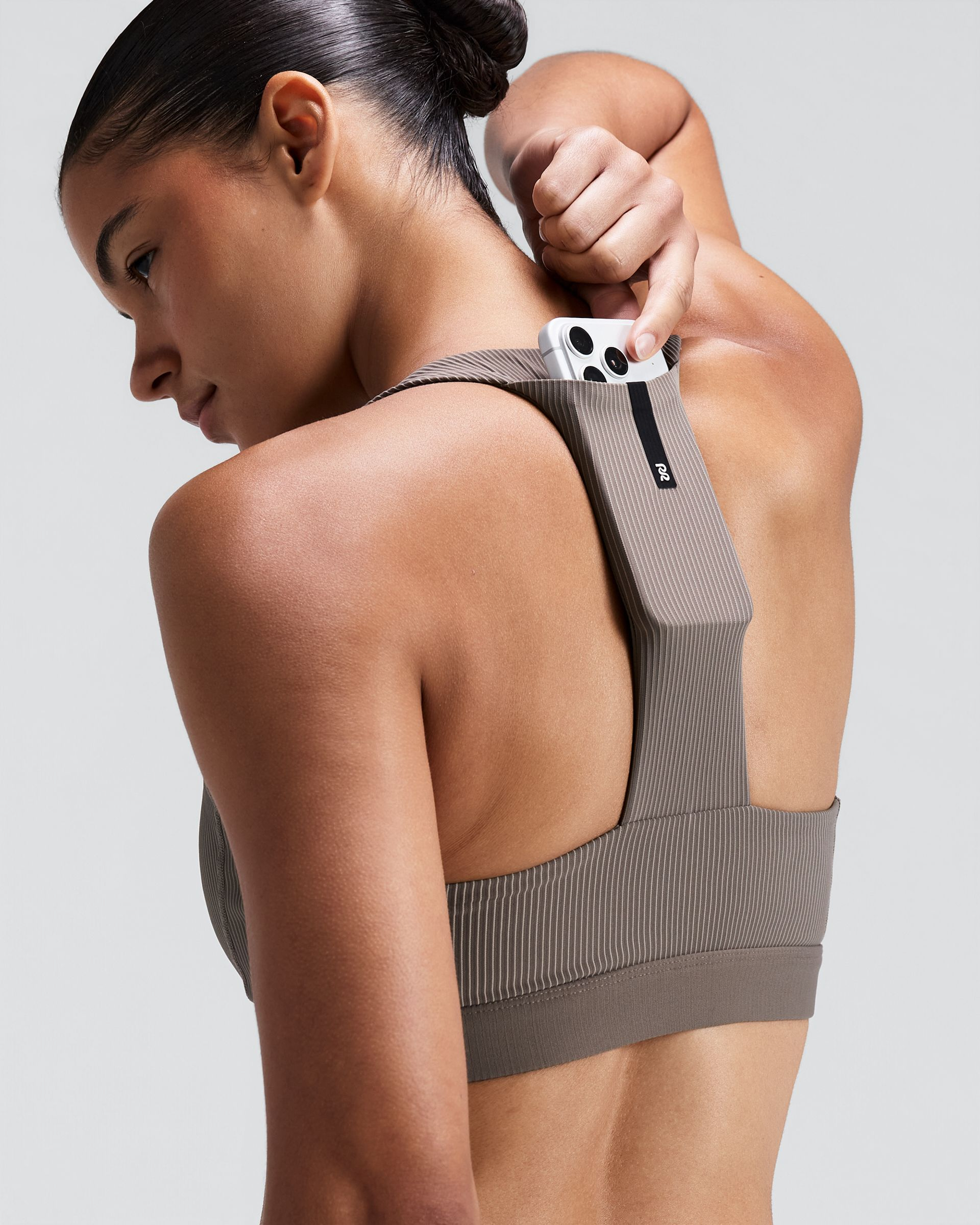 Women's Striped Cadence Scoop Neck T-Back Run Bra — Pocketing System
